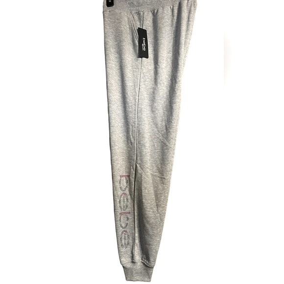 BEBE SPORT Women Nailhead Studded LOGO Joggers Sweat Pants in Heather Grey Nwt - Picture 5 of 11